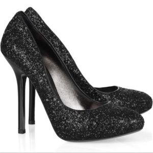 Miu Miu Black Glitter Stiletto Pumps